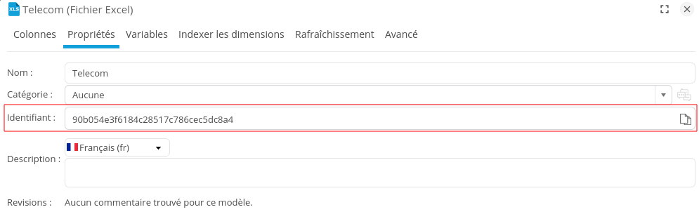 Identifiant modèle