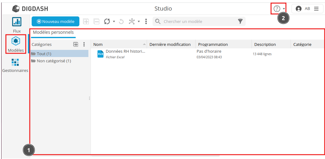 Page modèles données