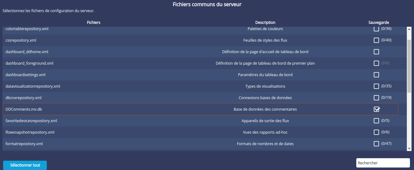 Base de données Commentaires