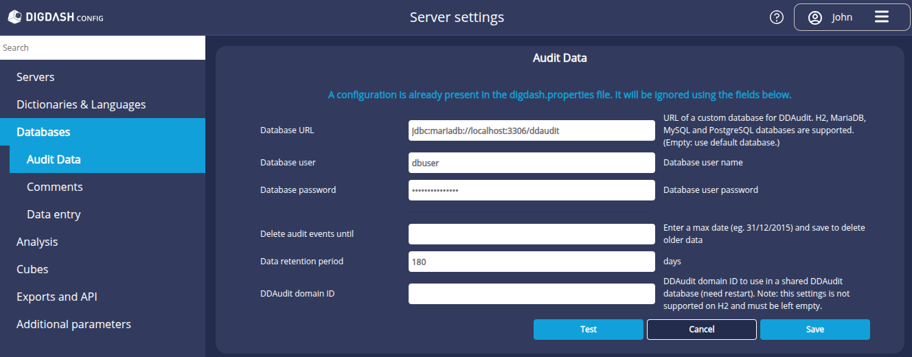 Configurer base de données