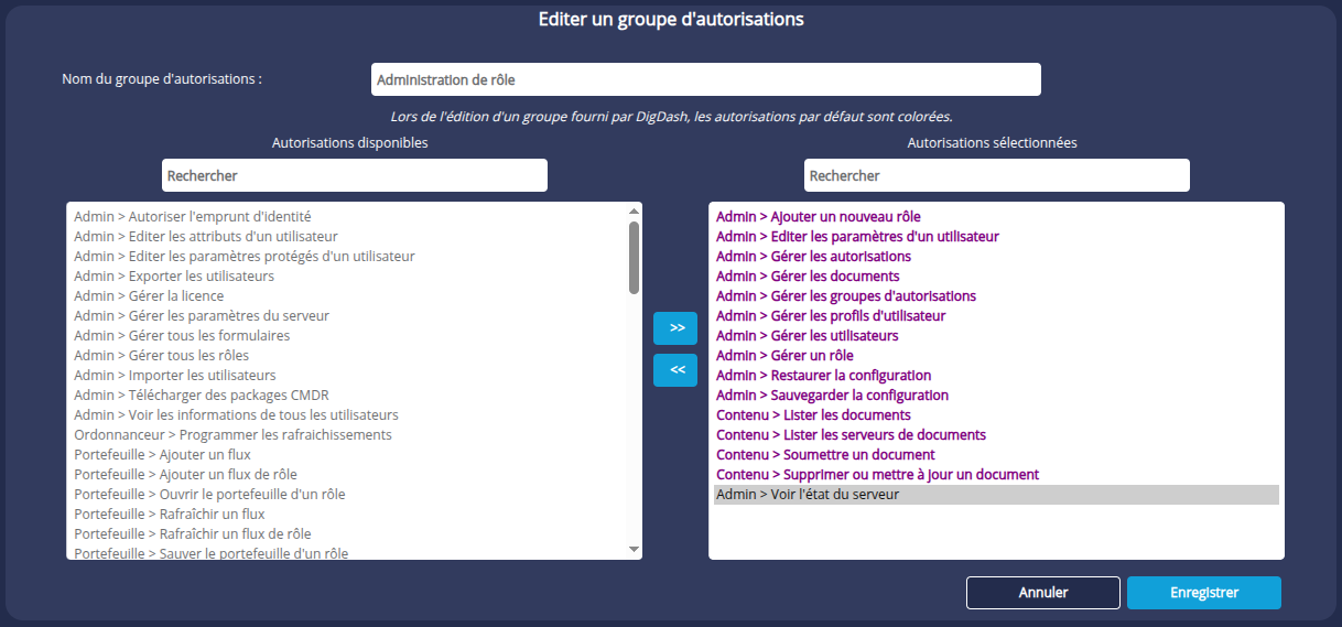 Editer groupe