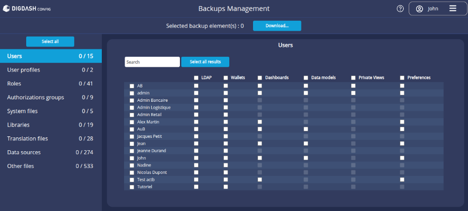Backups management