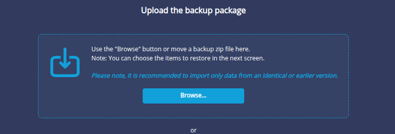 Upload backup
