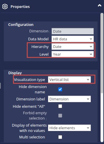Date filter properties